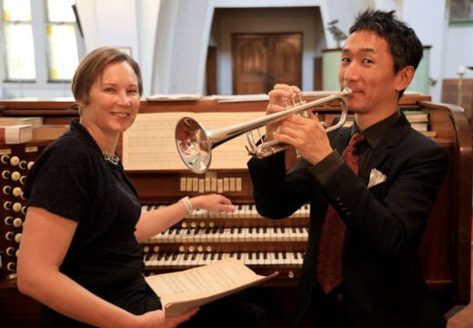 Margrit Deppe on organ and Yosuke Matsui on trumpet at St Cyprian's Church. Photo: Shelley Kjonstad