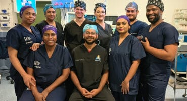 Dr Devesh Ramdhani with his-team in theatre at Life Westville Hospital.