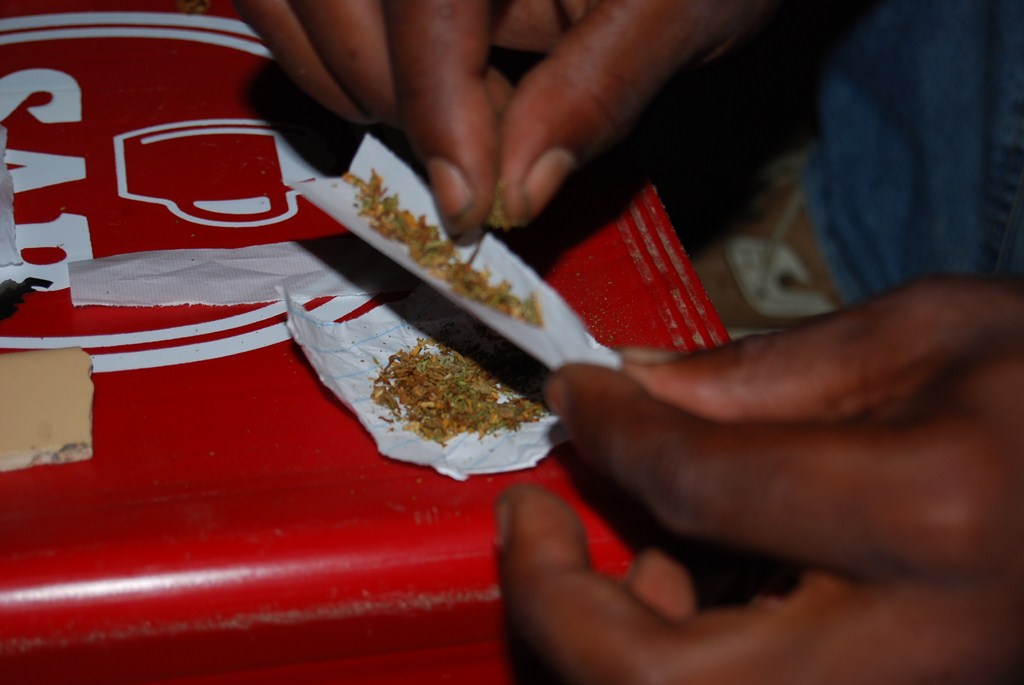 Whoonga being rolled up. PHOTO: Anders Kelto