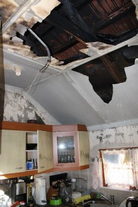 The ceiling above the kitchen.