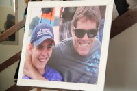 Pictures of his family dotted the main stage.