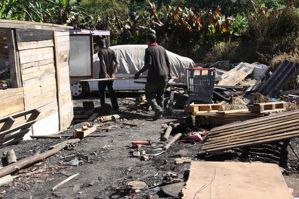 Six informal dwellings have been rebuilt through building materials donated by Rivers Church and residents.