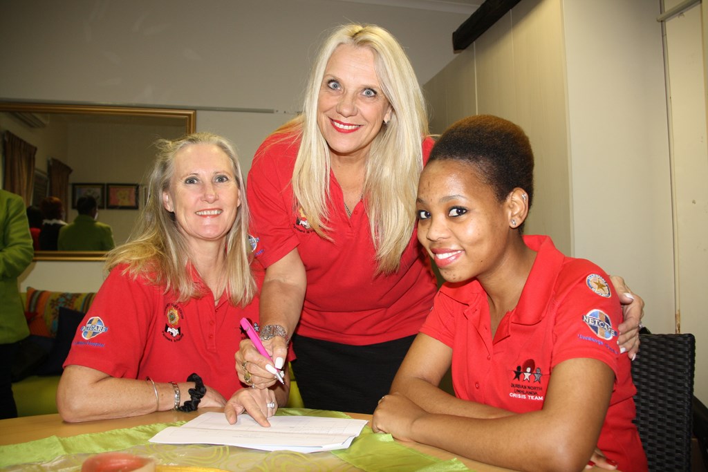 Chairperson and founder of the Durban North/Umhlanga Crisis Team, Carol van Tonder (middle), debriefs two of her fellow counsellors, Debi Pender and Sanelisiwe Mchunu. The NGO specialises in trauma debriefing, counselling and offering emotional support for crime victims.