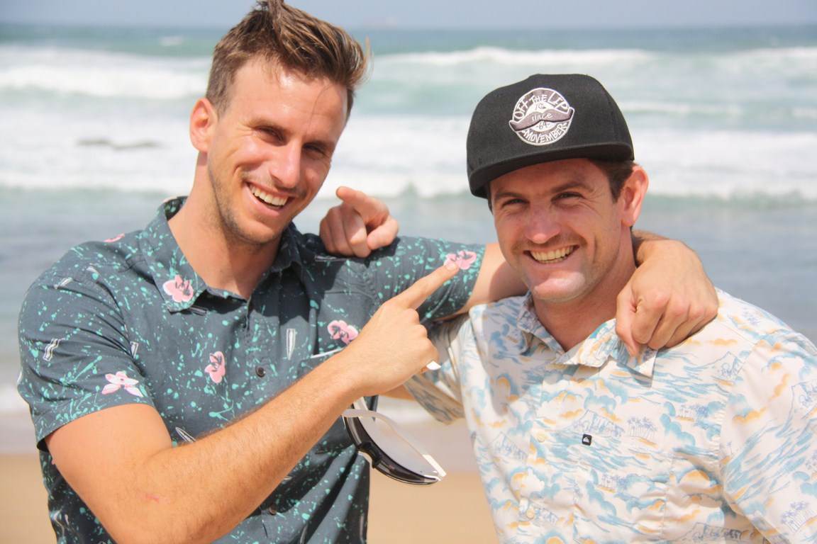Durban North residents and surfers, Brandon Jackson and Dan Redman, show off their mo's ahead of the Movember Off The Lip Surf Jam set for Saturday, 14 November in front of the Beach Bums restaurant.