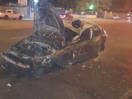 The car was completely gutted by the fire. PHOTO: Crisis Medical