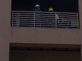 Firefighters put out the blaze on the sixth floor of the apartment block.