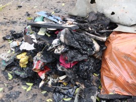 All of the family's shoes were burnt to a cinder.