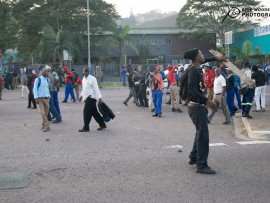 The angry mob were intent on looting and violence.