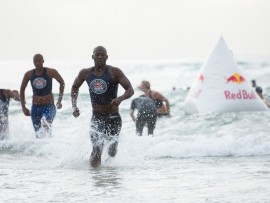 The racing was red-hot with the likes of Sanele Nxumalo (front) taking on some of the top lifesavers in the province. PHOTO: Kevin Sawyer (Red Bull Content Pool)