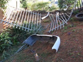 The bumper of the vehicle was ripped off the back of the car.