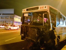 The car collided with the bus.