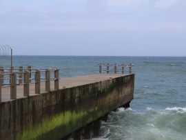 The railings to the front of the pier have been put in place for the time being.