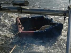 One of the boats used by the poachers confiscated in the operation.