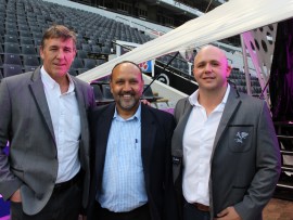 Gary Teichmann (The Sharks CEO), Eric Apelgren (international and governance relations eThekwini Municipality) and Eduard Coetzee (The Sharks commercial manager).