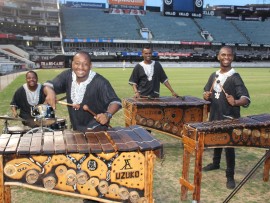 The Uzuko marimba band, Daniel Mate, Sandile Myeni, Hoanganali Biyela and Sibusiso Ndlovu.