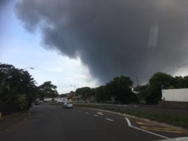 The smoke can be seen from the Crusaders Sports Ground. PHOTO: Shaun Ryley