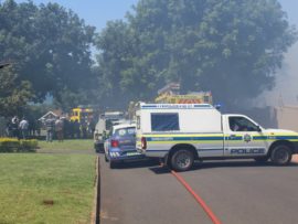 Impala Crescent was closed while firefighters battled the blaze.