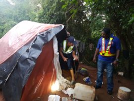 One of the shacks discovered in the bushes along Armstrong Avenue.
