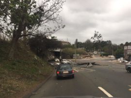 Main Road Pinetown. Roof blown off building into road. No injuries. PHOTOS: Marshall Security
