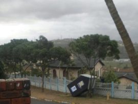 This security hut was blown over in Effingham.