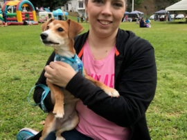 Taryn Gavin with Riley at the 2km fun walk.