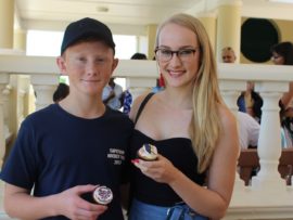 Keagan Best congratulates his sister, Jaimee Best who finished with six distinctions.