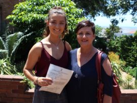 Hannah Fokkens with her mom Janine. Hannah achieved four As.