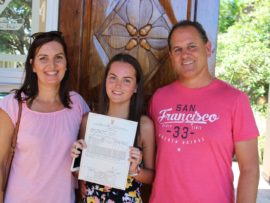 Proud parents, Sharee and David Poverello with their daughter, Justine.