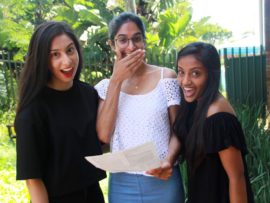 Sejal Mahadeo, Santhuri Govender and Merissa Chetty were very excited to get their matric exams results. Sejal and Merissa both achieved six As, while Santhuri passed with seven distinctions.