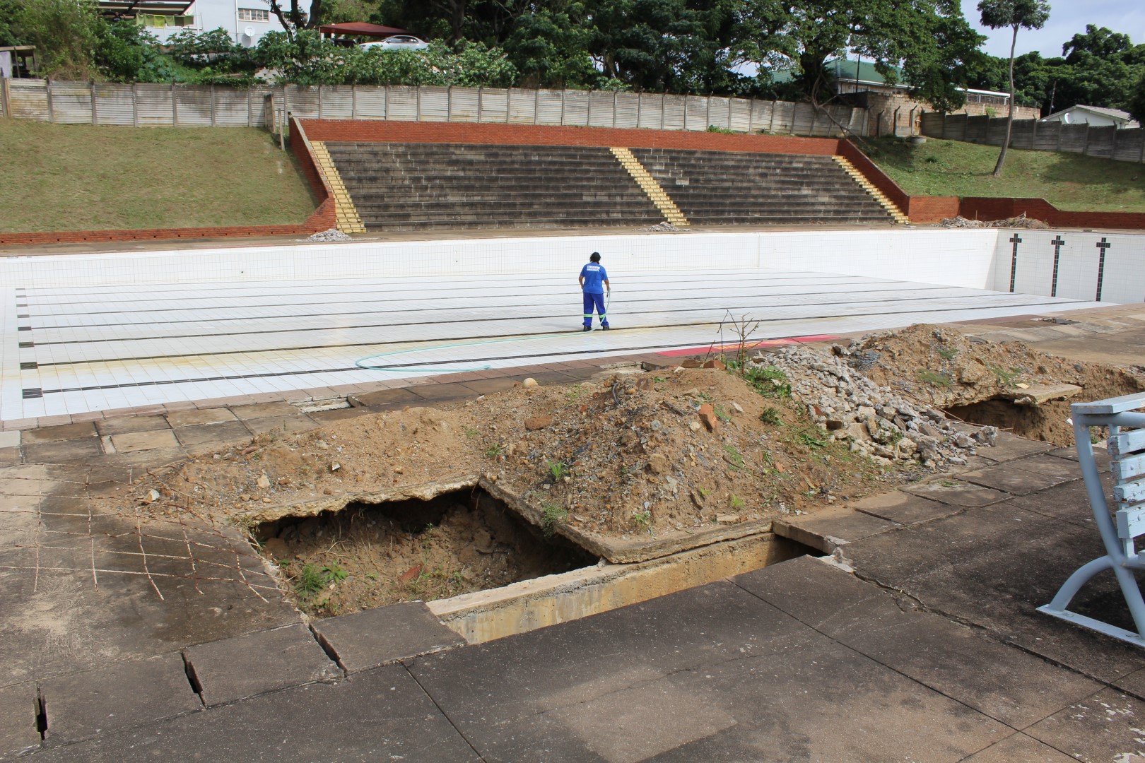 Repair work to the Firwood Road swimming pool will cost the city in the region of R8.5 million to repair and upgrade. The City it cannot give a timeframe for the reopening of the pool to the public, until funding is approved and the work starts.