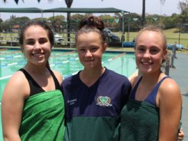Northlands Primary School learners, Saxon Bird, Mariska Steyn and Jade Swales all took part in the swim.