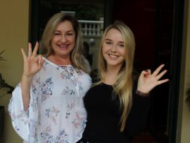 Toni with her daughter, Paige van den Bergh who achieved three distinctions.