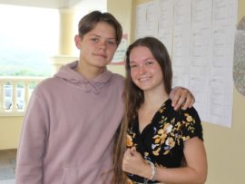 Crawford College learner, Noa Joubert achieved six distinctions. She is congratulated by her brother, Jordan.