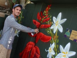 Giffy Duminy puts the finishing touches on the substation.