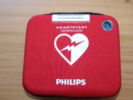 Sinead Moodliar's family presented the handover of the defibrillator and a glass case which would house the machine.