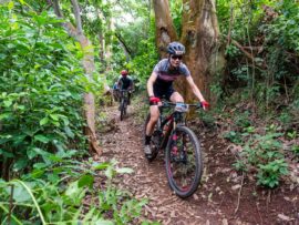 Rentia Denissen was the strongest lady in the 55km Cyclo-Cross race at the aQuellé Tour Durban.