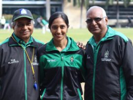 Manny Mothilal (treasurer of SA Blind Cricket), Asheta Mahabeer (coach of the KZN Blind Cricket team) and Shane Mahabeer (manager of the KZN Blind Cricket team) were grateful to the Hollywoodbets Dolphins for playing the team on Saturday