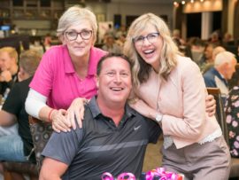 Pink Phoenix Cancer Foundation members Engela Hanno and Sharon Van Straaten with Martin Pretorius.