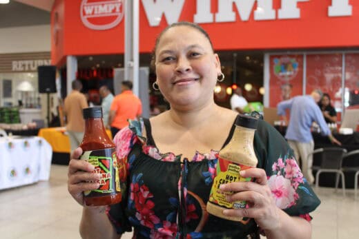 Louise Hastihbeer showcases Patha Patha products at the Pick n Pay Small Business Market Day.