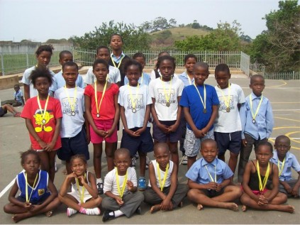 Triumphant: All the Hlanganani winners proudly display their medals.