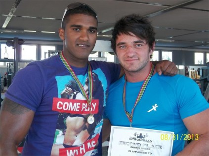 Winners of the bench press event 91 - 100kg category are Rashied Gopaul (left) who took first place and George Labuschagne in second place.