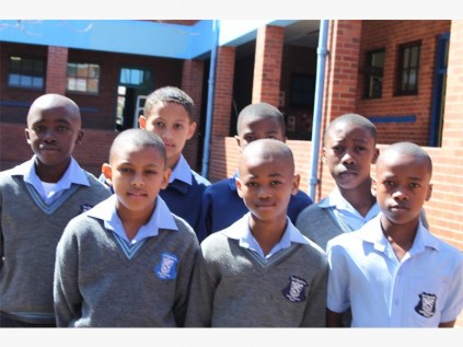 Praiseworthy pupils (back, from left) Mlungisi Mabaso, Brinley de Bruin, Mpendulo Nzimakwe and Sbongumusa Mbele with (front)  Lenard Pillay, Khungawo Mlonzi and Nsikelelo Makanya from Port Shepstone Senior Primary.