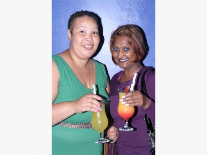 Eleanor Manning (left) and Shireen Michael are all smiles at the party.