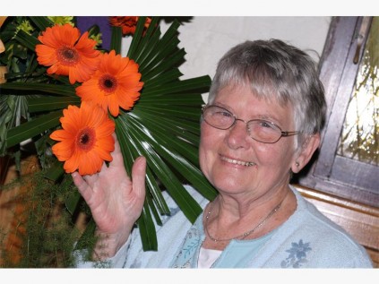 Floral beauty: Mona Richardson of Margate admires the floral displays.0295vee