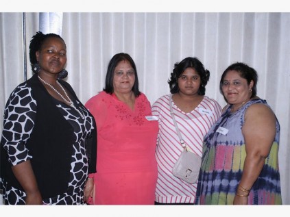 Honouring cancer survivors is (from left) Cynthia Mtetwa of Shelly Beach, with Anitha Jayram, Rachna and Ranjiness Ramdeen of Albersville. 