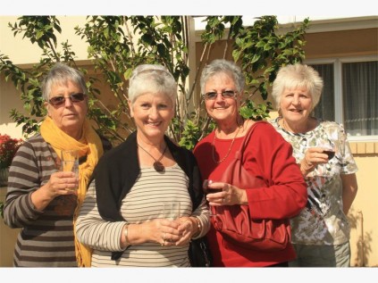 Enjoying their drinks at Azalea Hall in anticipation of Platform Jazz's show are (from left) Ute van Dussezpore, Erica Long, Lorrie van der Westhuizen and Maggie Collins.