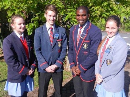 New leaders: Meet Creston College’s head prefects for 2014. They are (from left) Chanel Oosthuizen (head girl), Keagan Lorenzo (head boy), Anela Sibhoko (deputy head boy) and Jayde Bromwich (deputy head girl).