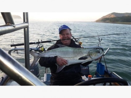 John Auport shows off the 15kg garrick he bagged at Port St Johns.