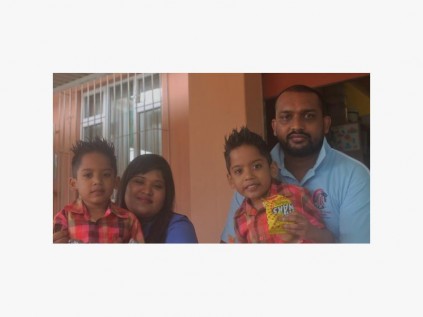 Alicia and Prevasen Moodley and their twin boys Caysen and Ceyolin, who will be attending grade R at PSJP next year.