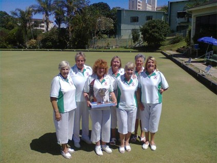 Vicki de Beer (left) with Esta Wenzel, Leonie Geyer, Eileen Abel, Ann Waugh, Sheena Absolom and Yvonne Bausek from Margate Bowling Club are this year's KBA sevens league champions.